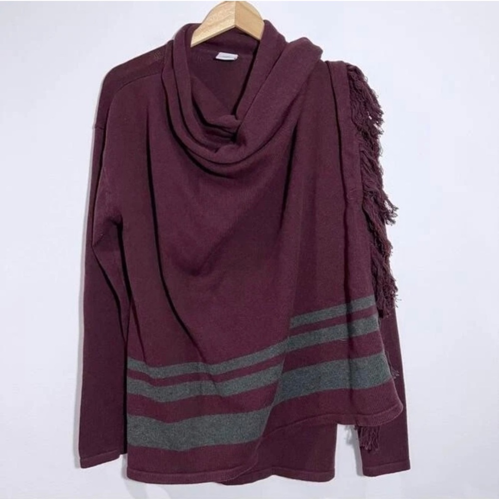 Cabi Port Wine Cardigan Fringe Wrap Size Small